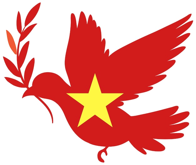 Drapeau Du Vietnam En Forme D'oiseau Colombe