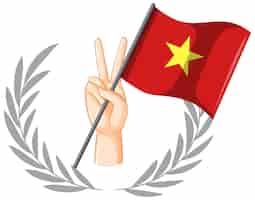 Vecteur gratuit drapeau du vietnam avec la main de la paix