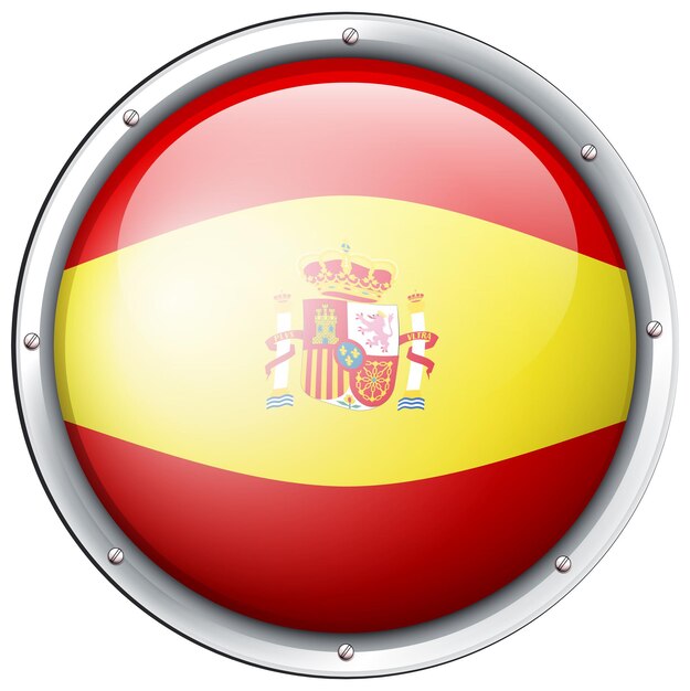 Drapeau de l'Espagne sur le bouton rond