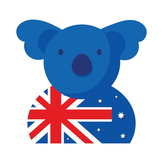 Vecteur gratuit drapeau de la fête de l'australie en koala