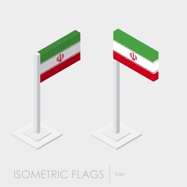 Drapeau de l&#39;Iran 3d style isométrique