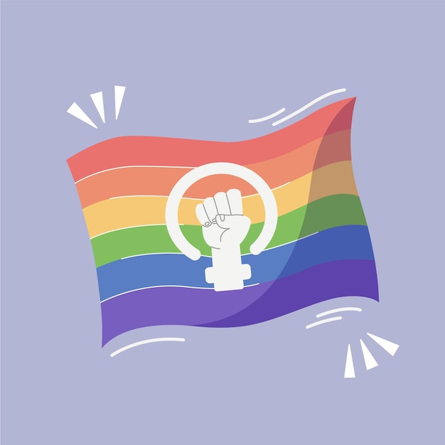 Drapeau lgbt + féministe dessiné à la main