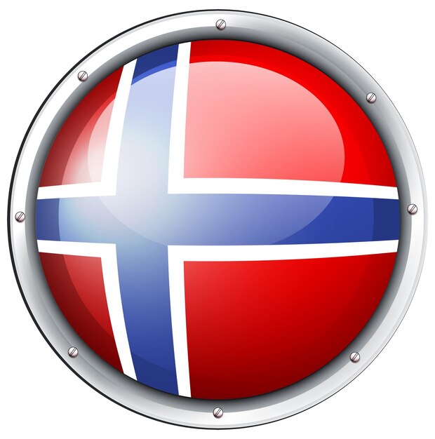 Drapeau De La Norvège Sur Badge Rond