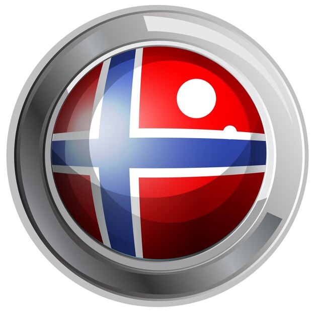 Drapeau de la Norvège sur badge rond