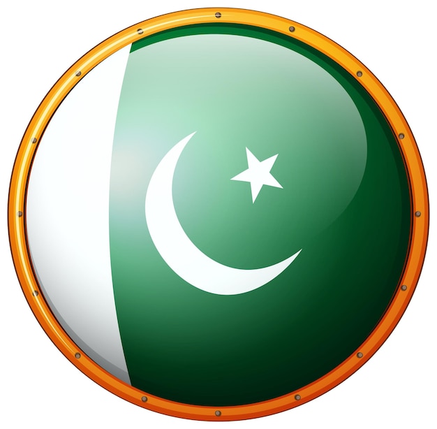 Drapeau Pakistanais Sur Cadre Rond