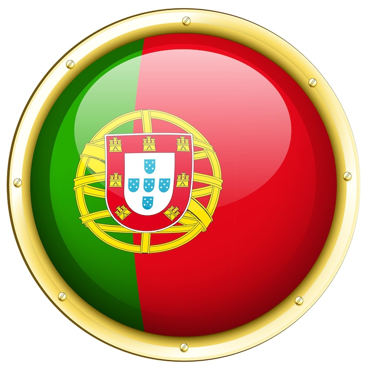 Vecteur gratuit drapeau portugais sur badge rond