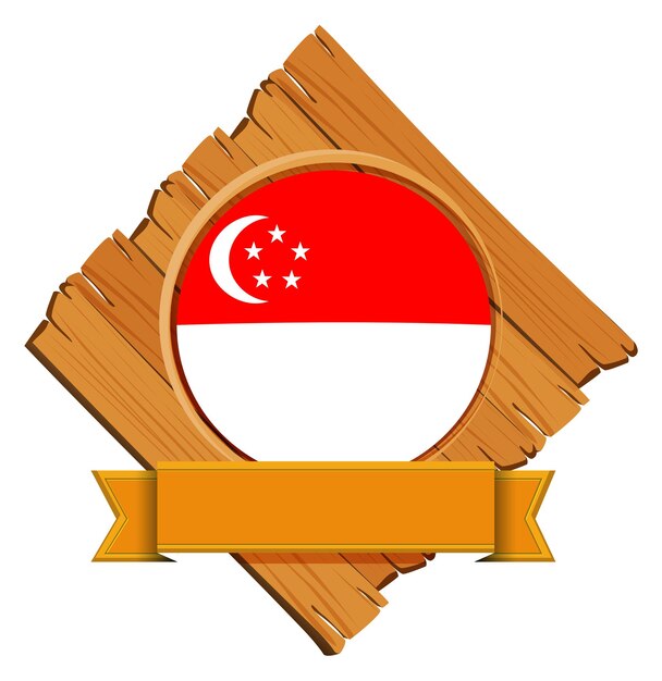 Drapeau de Singapour sur planche de bois