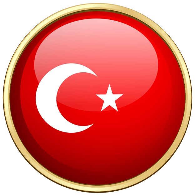 Drapeau de la Turquie sur badge rond