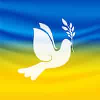 Vecteur gratuit drapeau de l'ukraine avec oiseau de paix colombe