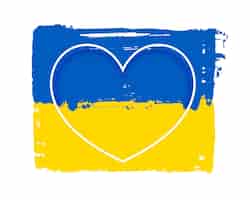 Vecteur gratuit drapeau ukrainien avec coeur de ligne avec espace de texte