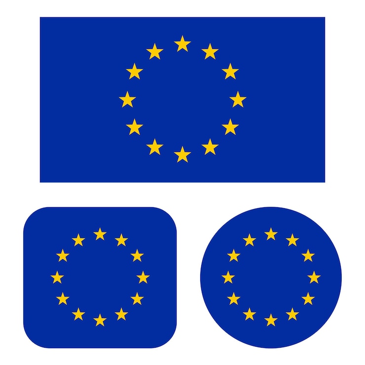 Vecteur gratuit drapeau de l'union européenne en rectangle carré et cercle
