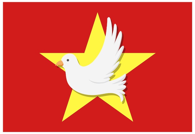 Vecteur gratuit drapeau vietnamien avec colombe blanche