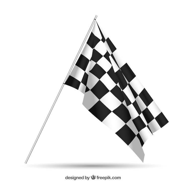 Vecteur gratuit drapeaux à carreaux de course avec un design réaliste