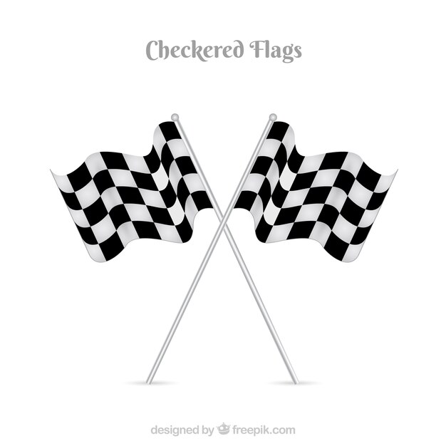 Drapeaux damier de course avec un design plat
