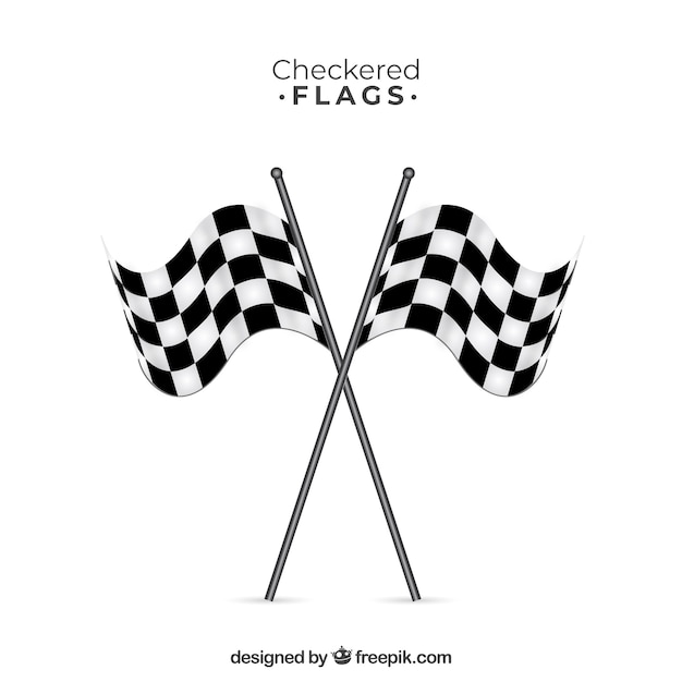 Vecteur gratuit drapeaux damier de course avec un design plat