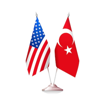 Drapeaux des états-unis et de la turquie. illustration vectorielle