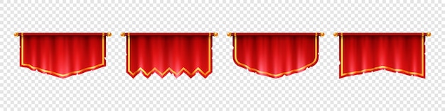 Drapeaux rouges médiévaux avec bordure dorée