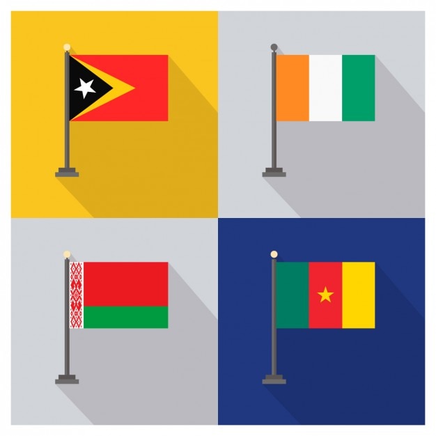 Vecteur gratuit drapeaux timor oriental côte-d'ivoire biélorussie cameroun