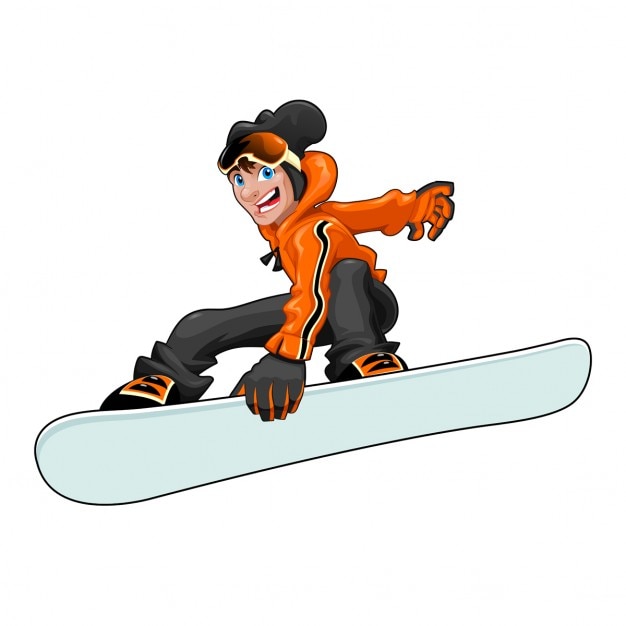 Drôle snowboarder Vector cartoon caractère isolé Dans le fichier eps le snowboard est facilement gérable pour ajouter des graphiques ou des textures