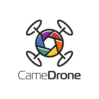 Drone objectif coloré caméra ligne contour icône création logo