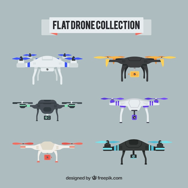 Des drones professionnels avec un design plat