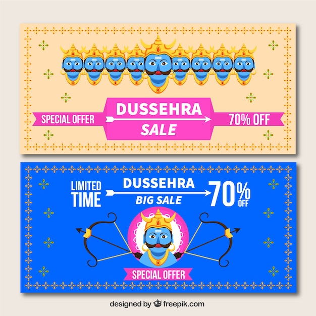 Vecteur gratuit dussehra vente bannières