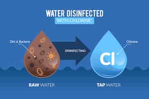 Vecteur gratuit eau brute désinfectée au chlore