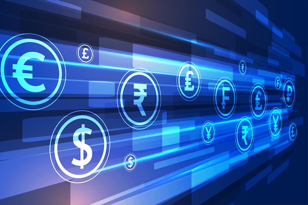 échange de monnaie numérique concept techno design de fond