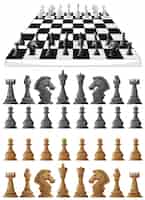 Vecteur gratuit Échecs et différentes illustrations d'échecs