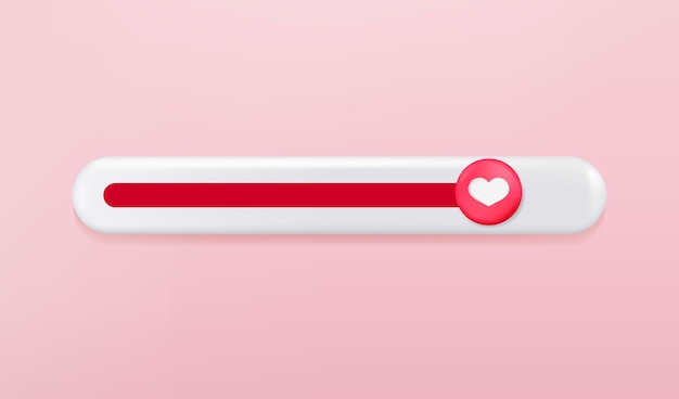 Échelle De Barre D'amour 3d Avec Bouton Coeur Isolé. Note D'échelle Avec Concept D'amour. Barre D'icônes Web Vectorielle 3d