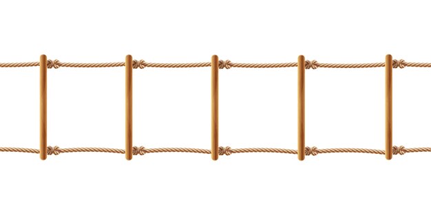 Echelle De Corde Brune Realiste Isole Sur Fond Blanc Escalier Avec Des Cordes Vecteur Gratuite
