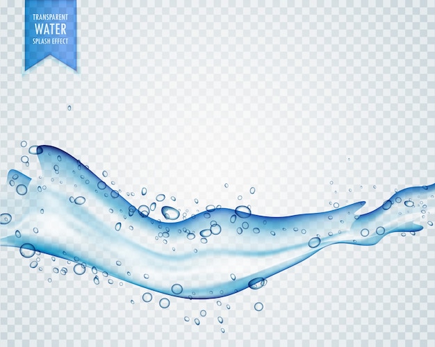 éclaboussures d&#39;eau bleue avec des bulles sur fond transparent