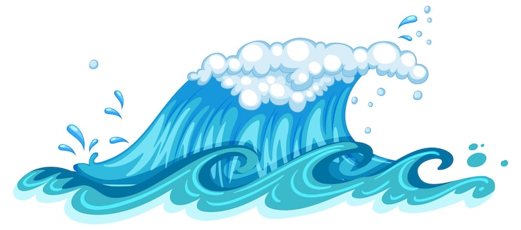 Vecteur gratuit éclaboussures de vagues de l'océan isolées