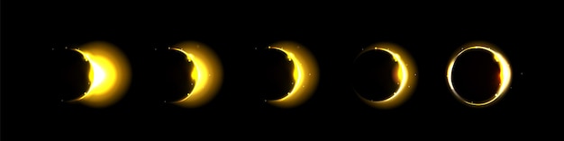 Vecteur gratuit eclipse solaire totale et partielle lumière des phases lunaires
