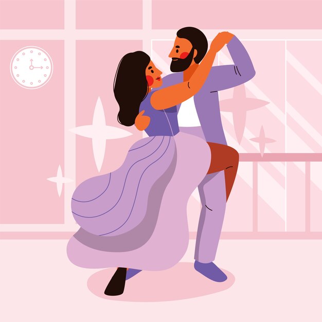 École de danse plate dessinée à la main