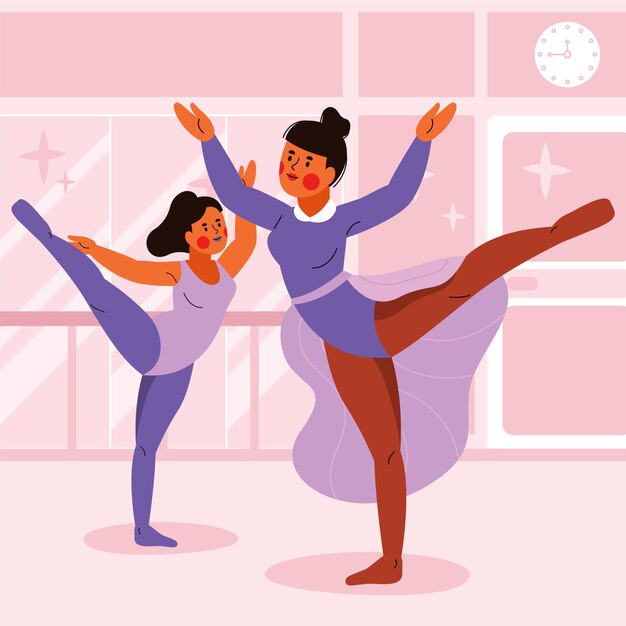 École de danse plate dessinée à la main