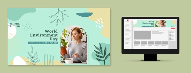 Vecteur gratuit Écologie plate et art de la chaîne youtube de conservation de l'environnement