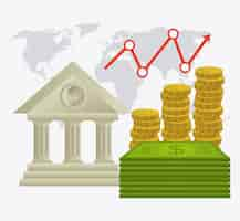 Vecteur gratuit Économie mondiale, conception financière et commerciale.