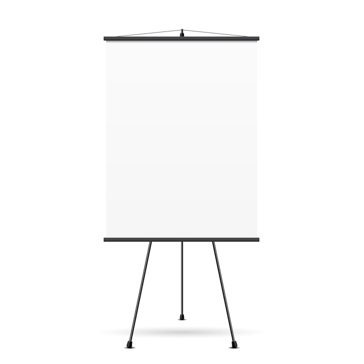 Vecteur gratuit écran de présentation vierge. tableau blanc pour les entreprises, papier vide,