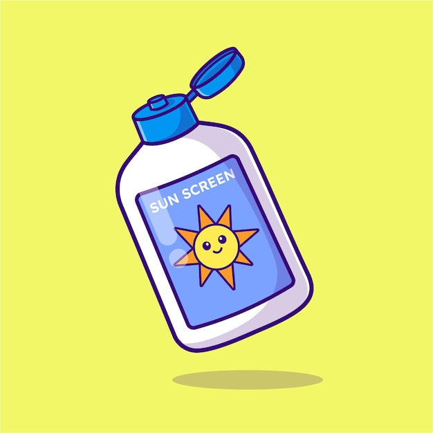 Vecteur gratuit Écran solaire lotion dessin animé vecteur icône illustration beauté objet icône concept isolé premium plat
