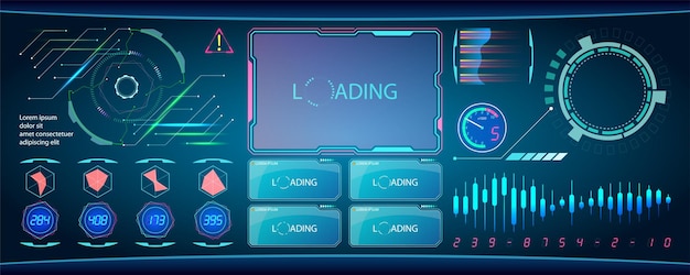 Écran De Technologie De Réalité Virtuelle D'affichage De Tableau De Bord Hud Futuriste Scifi