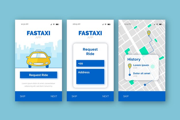 Écrans De L'application De Service De Taxi à Bord