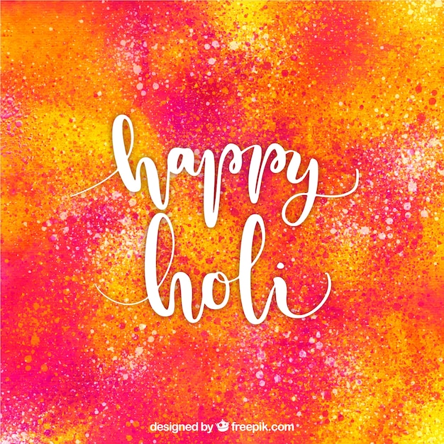 Vecteur gratuit Écriture de fond holi heureux