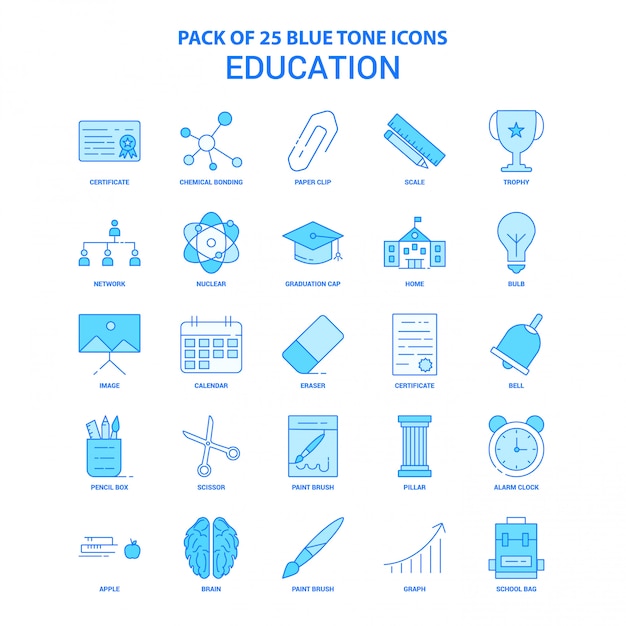 Education Blue Tone Icon Pack