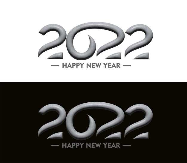 Effet 3D Happy New Year 2022 Text Typography Design Patter, Vector illustration.