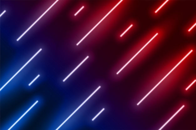 Vecteur gratuit effet de lumière néon montrer la ligne dans la direction diagonale