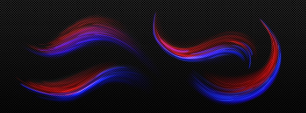 Vecteur gratuit effet de lumière speed motion traînées bleues et rouges