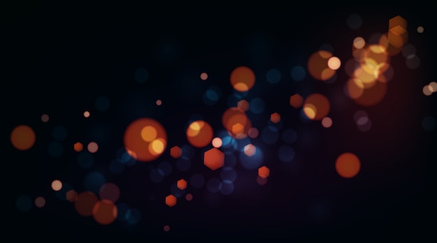 Vecteur gratuit effet de lumières bokeh sur fond sombre