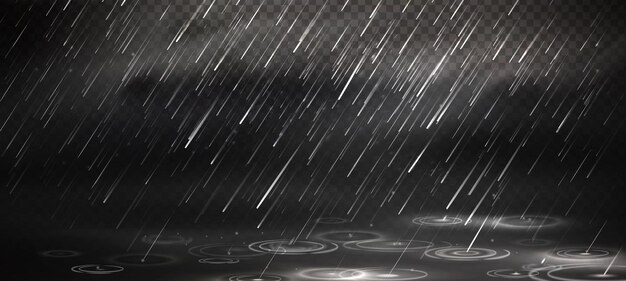 Effet de pluie avec des gouttes diagonales et des ondulations
