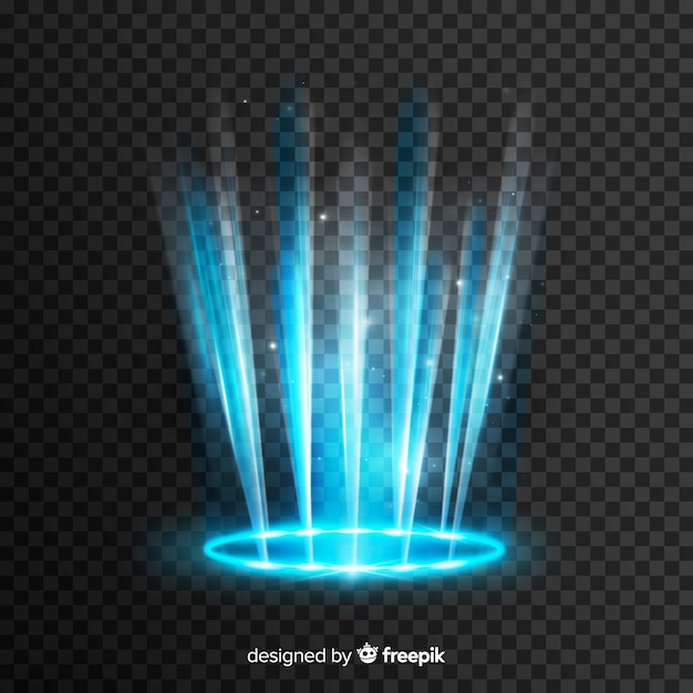 Vecteur gratuit effet portail de lumière bleue sur fond transparent